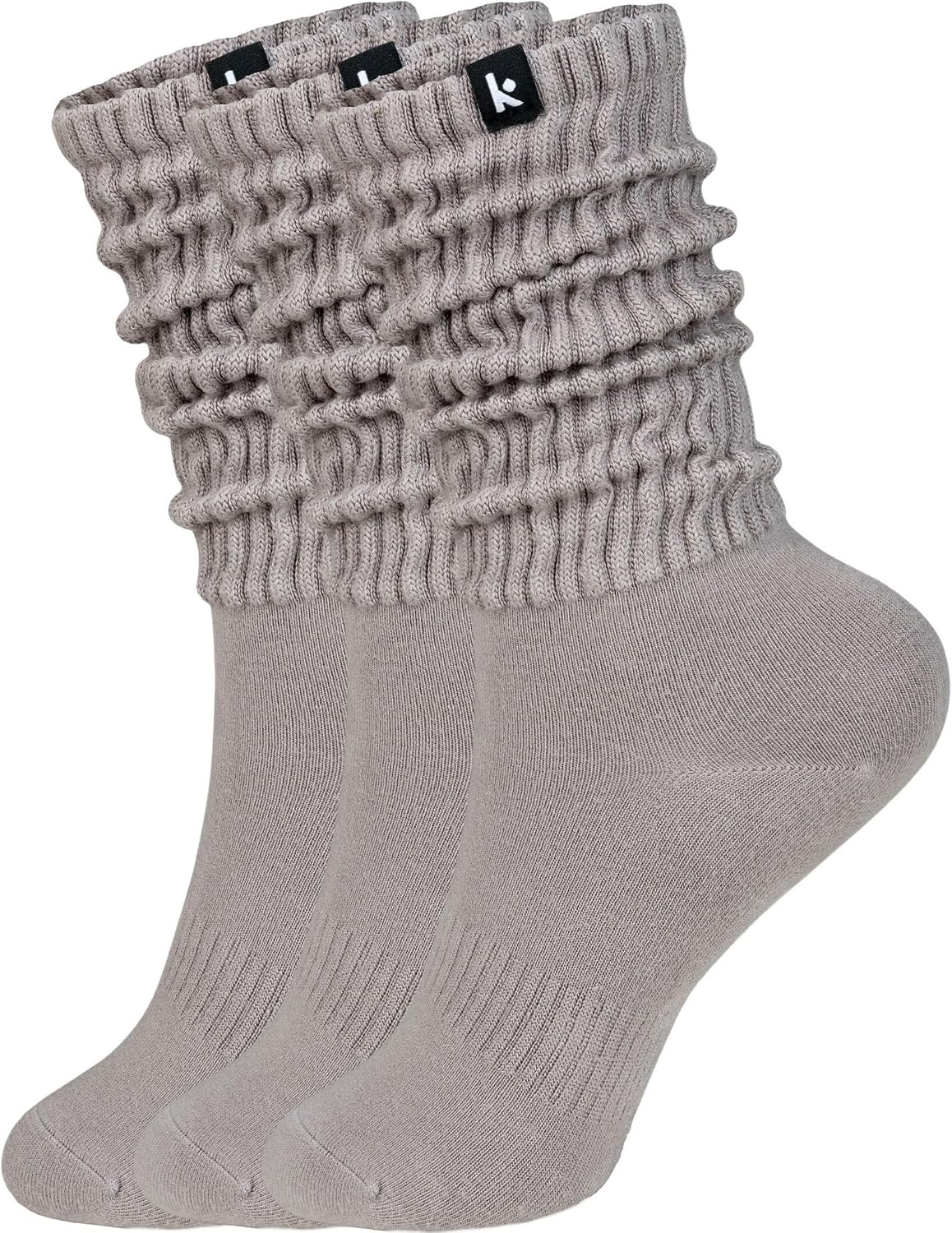 Kamo Fitness Cozy 3-Pair Pack - Scrunch Long Crew Socks for Women, Soft & Breathable Boot and Slouch Socks, Size 5-9