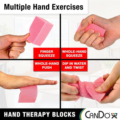 CanDo Hand Therapy Blocks - Extra-Soft Through Firm), Pack of 12 - Grip Strengthening Foam Hand Exercise Tools for Physical Therapy, Arthritis, Carpal Tunnel, Stress Relief, Anxiety