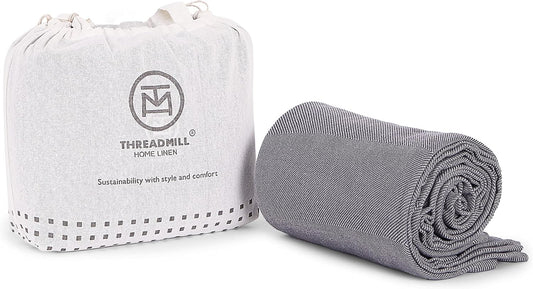 Threadmill Viscose Travel Blanket, Grey, Cotton Viscose from Bamboo