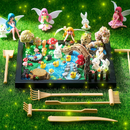 Soulchen Zen Garden Kit for Table Decor Christmas Sand Zen Garden Gifts Mini Sandbox Set with Black Wooden Tray, Sand, Tools & Accessories Japanese Gifts for Meditation Room Office Home