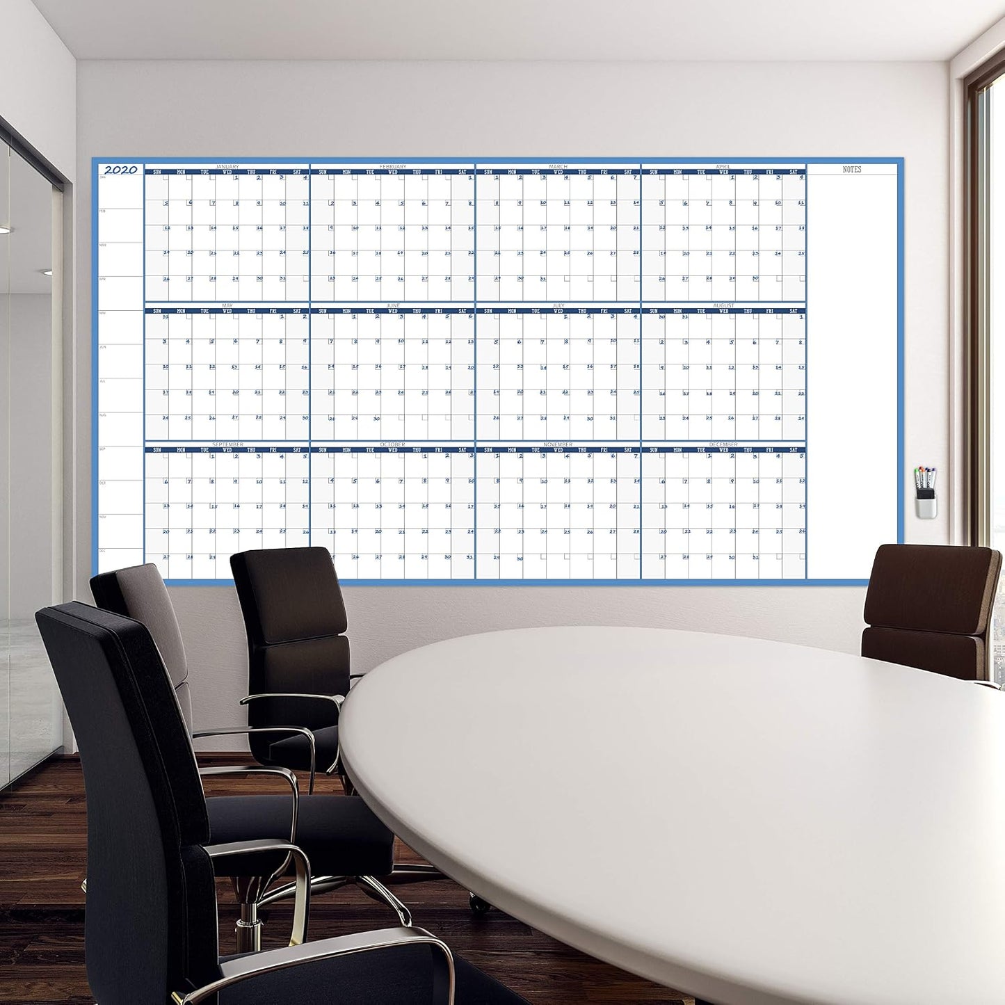 Dry Erase Wall Calendar - 38x26 Inches - Blank Undated Yearly Calendar - Whiteboard Premium Laminated Planner - Reusable Laminated Office Jumbo 12-Month Calendar (Vertical)