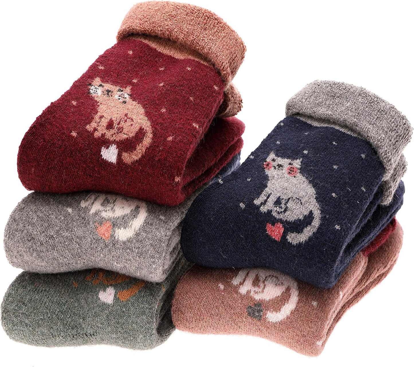EBMORE Merino Wool Socks for Women Hiking Thermal Warm Winter Thick Boot Cozy Crew Comfy Work Socks for Ladies 5 Pairs