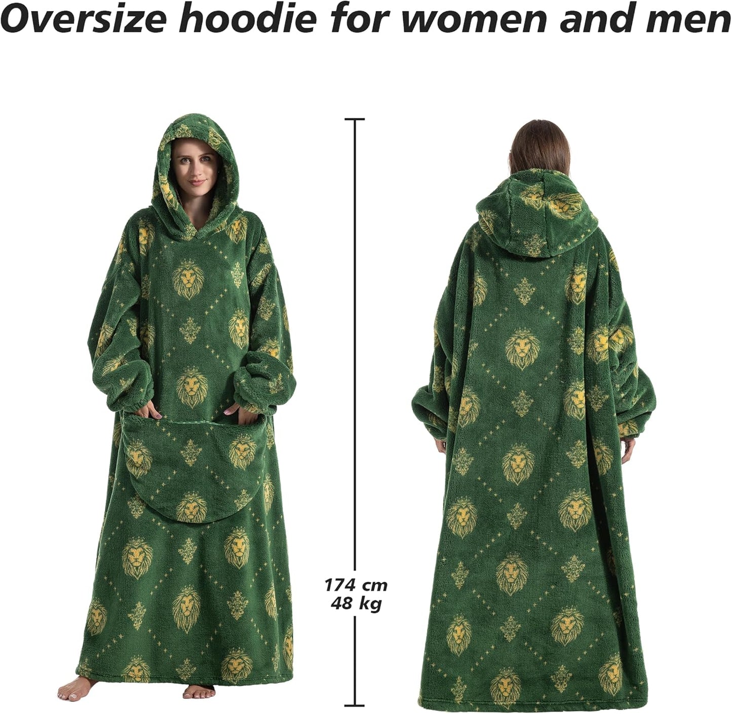 Capecage Blanket Hoodie, Long Hooded Blanket Sweatshirt as Birthday Gifts for Women Men, Long Wearable Blanket for Women Men.