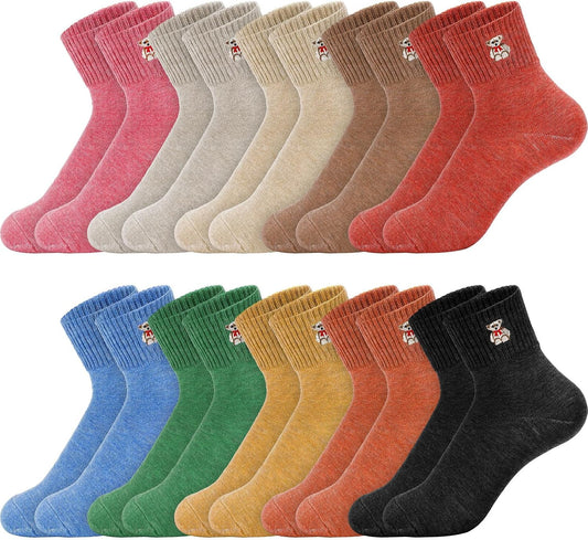 Eurzom 10 Pairs Socks Womens Crew Elastic Ankle Length Cotton Socks Aesthetic Cute Lightweight Low Cut Gifts for Women - Colors B