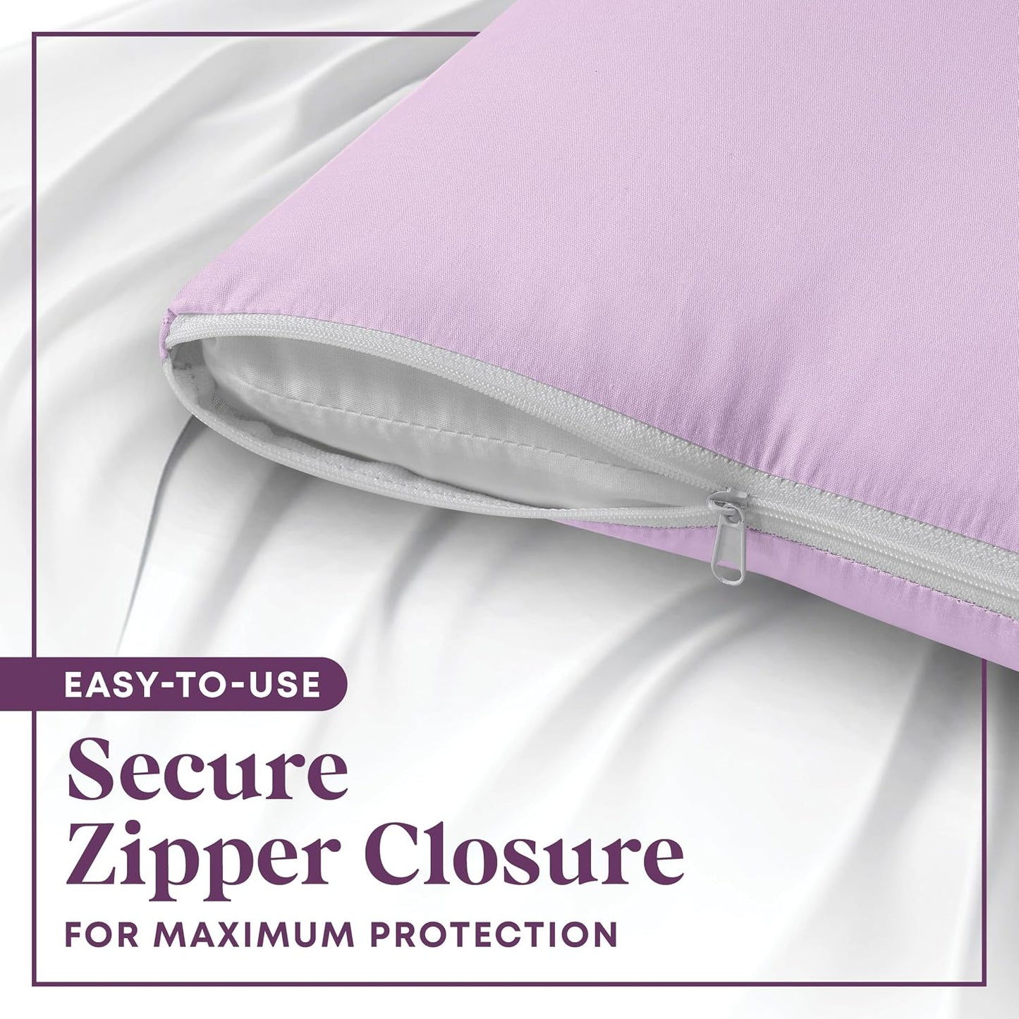 CirclesHome Pillow Protectors 4 Pack Standard Zippered - 100% Cotton Breathable Pillowcases - Protects Pillows from Dirt, Dust and Debri (Standard - Set of 4 - 20x26)