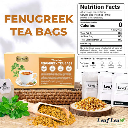LeafLea Fenugreek Tea Bags, Whole Methi Seed Tea, 80 Count Value Pack