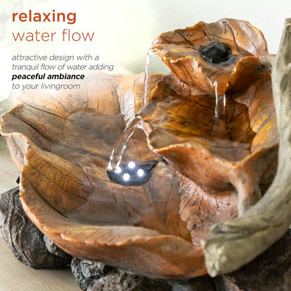 Alpine Corporatio 14" Tall Stoned Jar Cascading Water Fountain with LED Lights, Elegant Tabletop Water Feature for Home, Office, Living Room, and Bedroom Decor, Gray