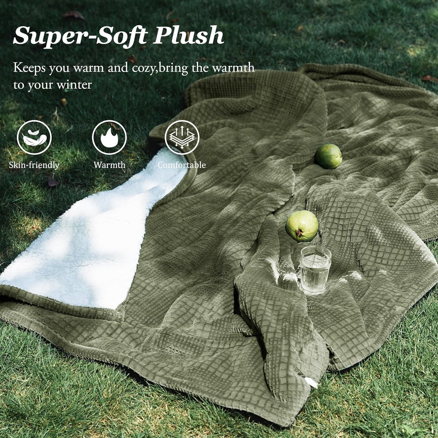 Texciting Heated Blanket Electric Blanket Throw 50''X60''-Heating Throw with 9 Heat Settings-2-10 Hours Auto Off,ETL Certified,Machine Washable (Green)