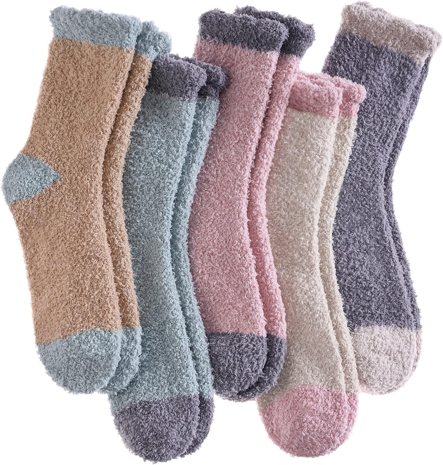 CHOWISH Womens Fuzzy Slipper Socks Super Soft Microfiber Fluffy Cozy Winter Warm Fuzzy Crew Socks