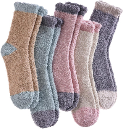 CHOWISH Womens Fuzzy Slipper Socks Super Soft Microfiber Fluffy Cozy Winter Warm Fuzzy Crew Socks