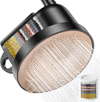 MakeFit Filtered Shower Head - High Pressure Shower Head with Filter for Hard Water Softener - 7 Settings Bathroom Rain Showerhead to Remove Chlorine and Heavy Metals (Chrome)