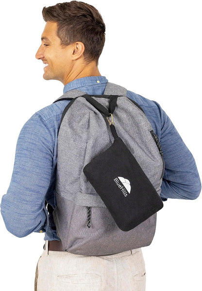 BlueHills Travel Blanket Pillow Compact Lightweight Pocket Size Airplane Traveling Essential Flight Trip Throw in Bag Portable Case Plane Accessory Gray L01