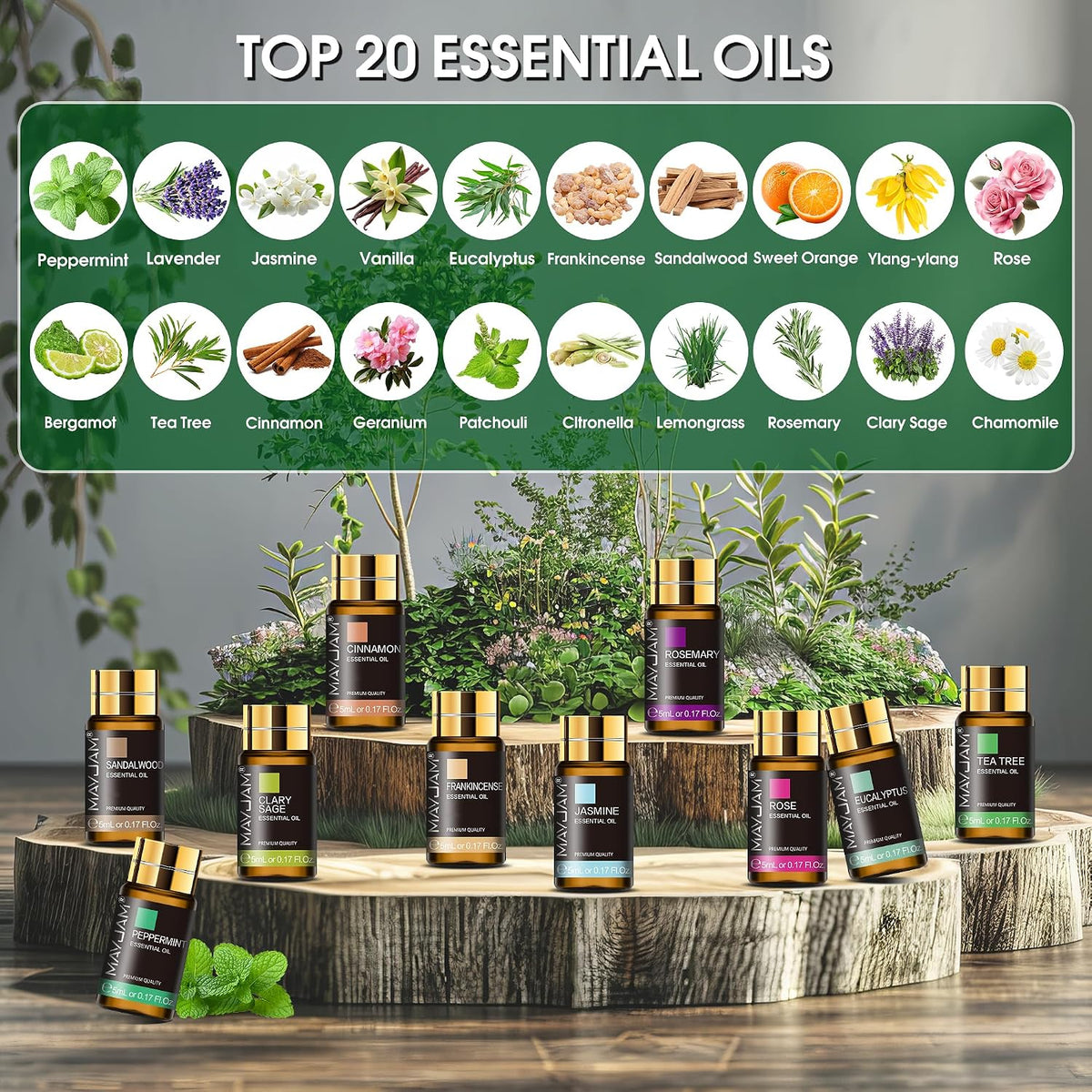 MAYJAM 35x5ML Essential Oil Set for Diffuser Massage Soap Candle Making