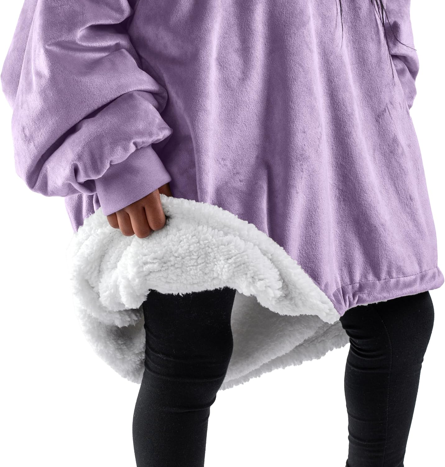 Bare Home Wearable Blanket Hoodie - Soft Plush Sherpa - Warm and Cozy - Oversized Wearable Blanket