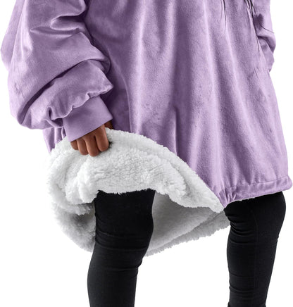 Bare Home Wearable Blanket Hoodie - Soft Plush Sherpa - Warm and Cozy - Oversized Wearable Blanket