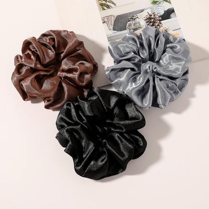 16 Pcs Scrunchies for Women - Black Satin Silk Scrunchies for Girls Hair Ties Elastics Bands Ponytail Holder Hair Accessories