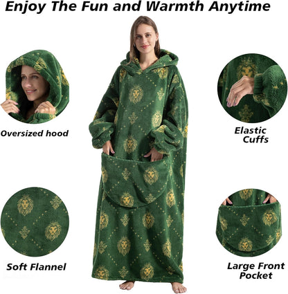 Capecage Blanket Hoodie, Long Hooded Blanket Sweatshirt as Birthday Gifts for Women Men, Long Wearable Blanket for Women Men.