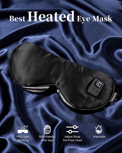 Heated Eye Mask for Dry Eyes: Warm Compress for Digital Tired Eyes, Stye Relief - Cordless, Adjustable Heat & Timer Settings - Airplane/Road Travel, Sleep aid, Office nap Pink
