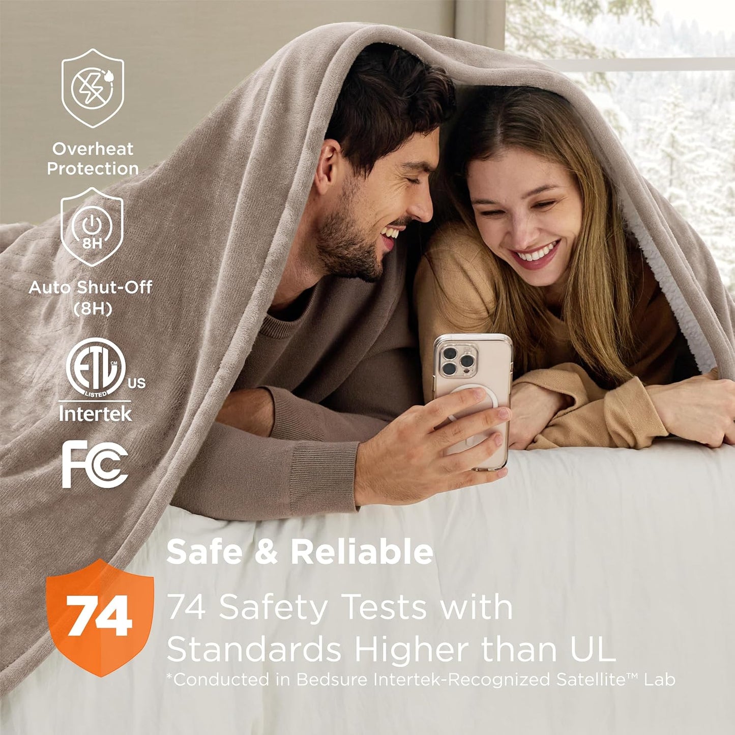 Bedsure Heated Blanket Throw Blanket with Preheat Function - Fast Heating Electric Blanket, Soft Flannel Throw with 6 Time Settings(Up to 10H), 6 Heating Settings, Gifts for Grandma (50"x60", Cream)