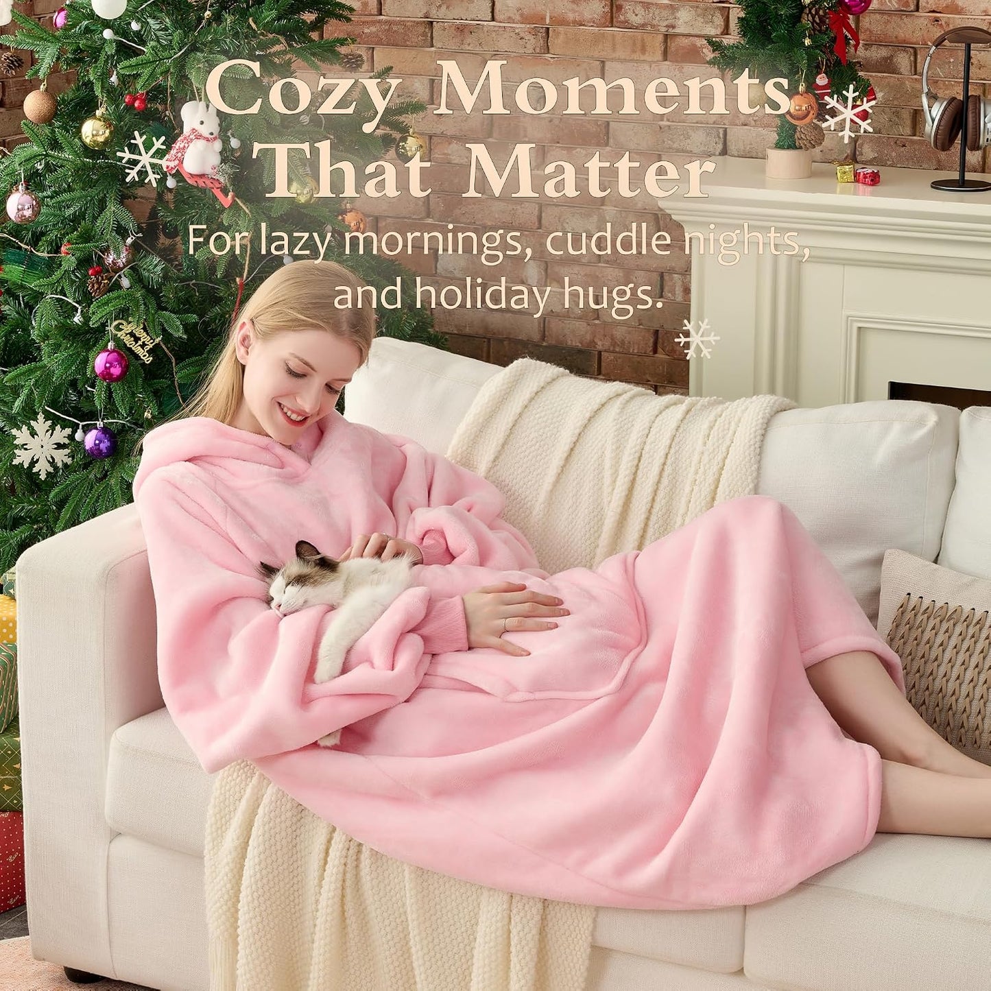 Krifey Wearable Blanket Hoodie, Oversized Sherpa Hooded Blanket for Adults | Soft sherpa fleece with sleeves and pocket; oversized fit for lounging, WFH, camping, Christmas and white elephant gifts.