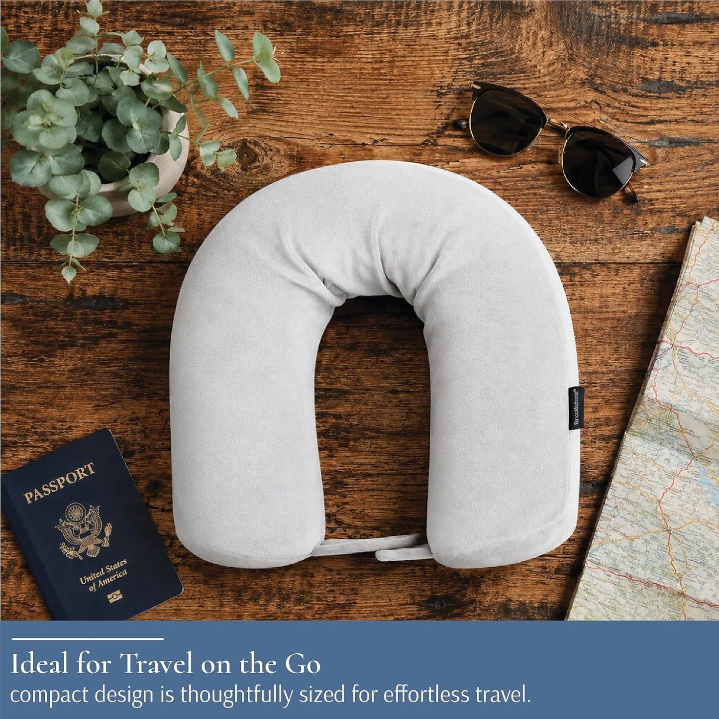 Brookstone Free Form Travel Pillow Lightweight Flexible Memory Foam Pillow