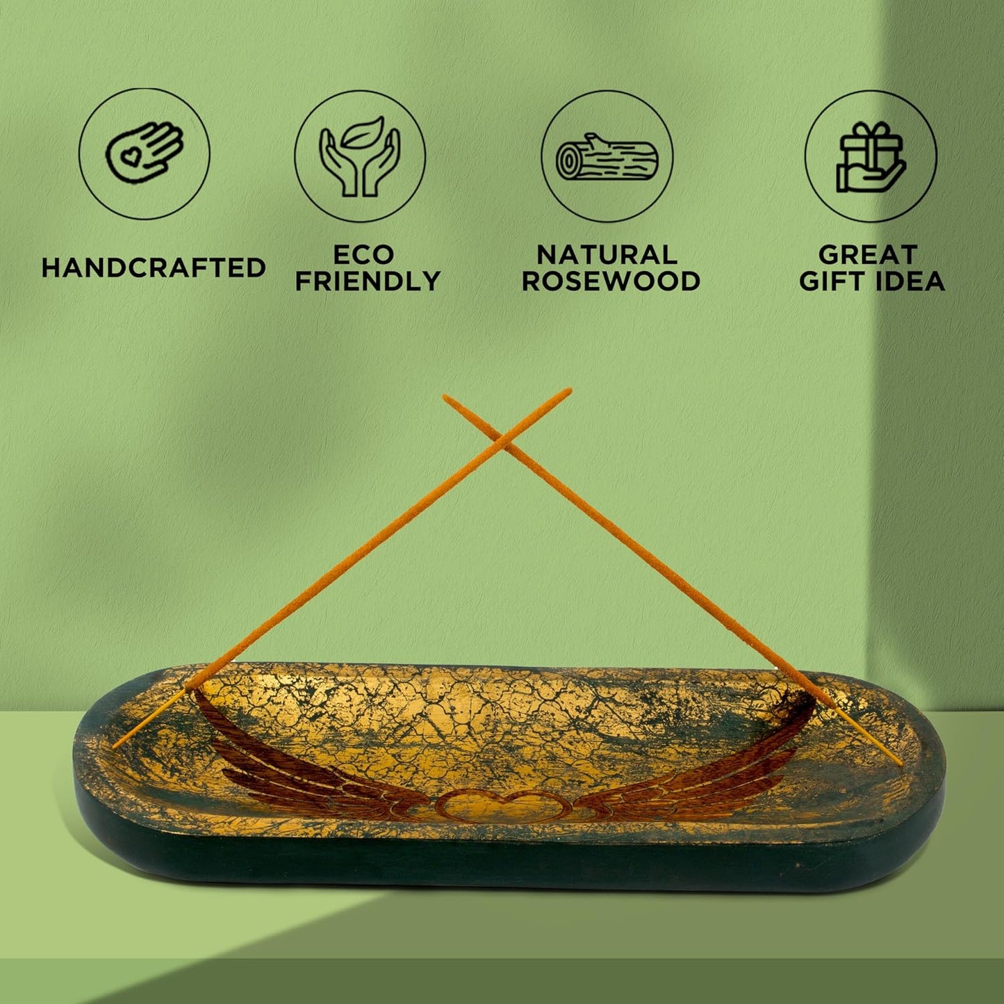 raajsee Wooden Rosewood Incense Holder - Incense Burner - Ash Catcher - Incense Stick Holder - Meditation & Yoga - Great Gift for Any Occasion Size 11x4 inch (Seven Chakra White)