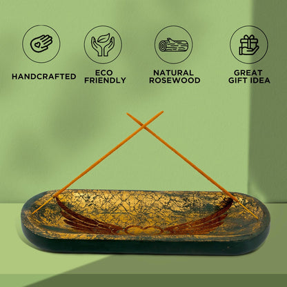 raajsee Wooden Rosewood Incense Holder - Incense Burner - Ash Catcher - Incense Stick Holder - Meditation & Yoga - Great Gift for Any Occasion Size 11x4 inch (Seven Chakra White)