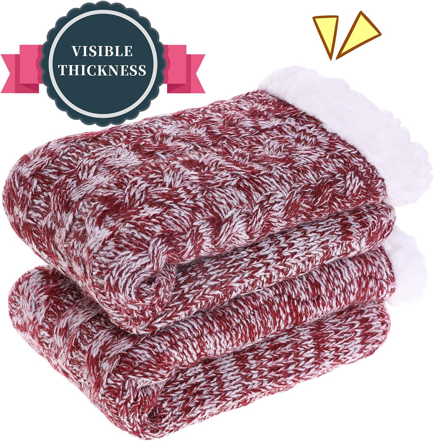 SDBING Women's Winter Super Soft Warm Cozy Fleece Lined Fuzzy Slipper Socks with Grippers