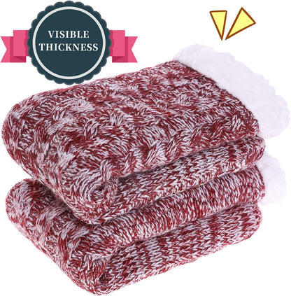 SDBING Women's Winter Super Soft Warm Cozy Fleece Lined Fuzzy Slipper Socks with Grippers