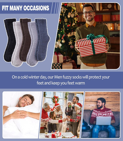 MQELONG Fuzzy Socks for Men & Women Cozy Fluffy Winter Warm Slipper Socks Microfiber Soft Home Sleeping Socks