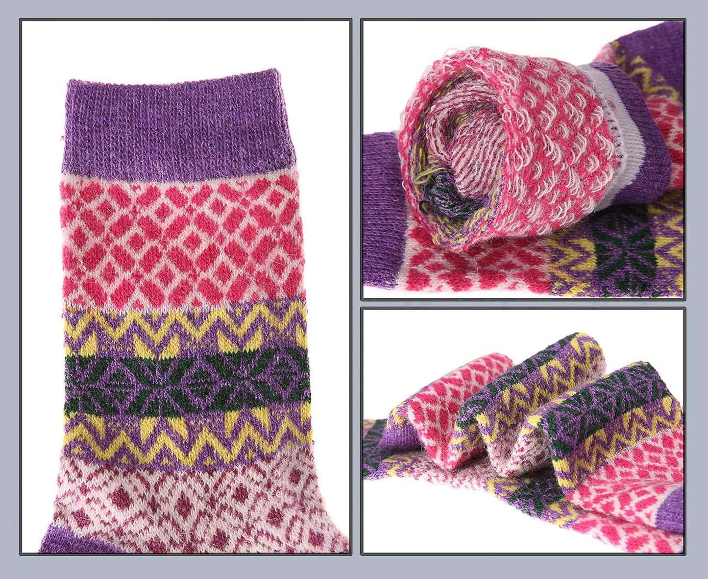 EBMORE Merino Wool Socks for Women Hiking Thermal Warm Winter Thick Boot Cozy Crew Comfy Work Socks for Ladies 5 Pairs