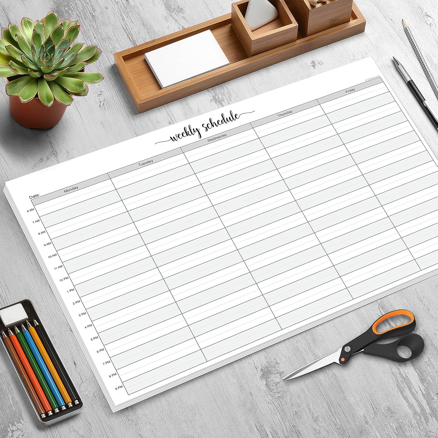 321Done Weekly Schedule Planning Notepad - 50 Sheets 11x17 Size - Mon-Sun Hourly Appointment Productivity Weekly Planner Tear-Off Note Pad, Made in USA