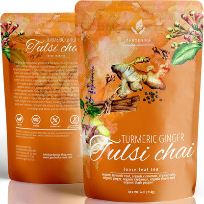 Gardenika Organic Loose Leaf Tea Sampler – 8 Pack, 1 LB – Herbal and Naturally Caffeine-Free Set - Ayurvedic Assortment Blend