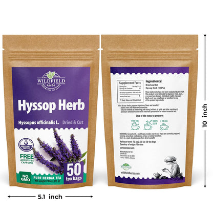 50 Bags Hyssop Dried Herb Hyssop Tea (Hyssópus Officinális) - 50 Count 1.5g Tea Bags Hisopo