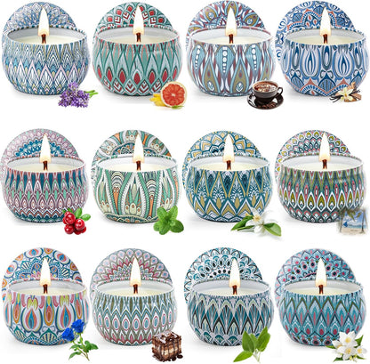 Candles, Scented Candles Gift Set for Women, 8 Pack Fruity Floral Soy Wax Aromatherapy Candles, Travel Tin Candles in Artist Gift Box, Birthday Gifts for Mom, Wife, Sister, Friend, Housewarming