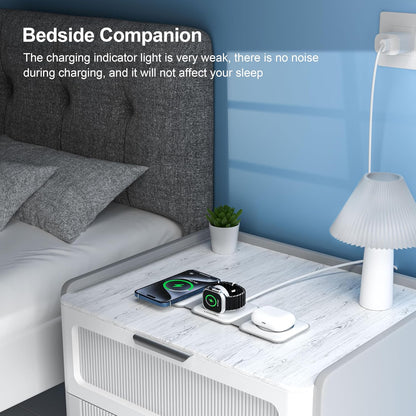 3 in 1 Charging Station for Multple Devices,Foldable 3 in 1 Wireless Charger for Travel,NANO Wireless Charging Station for iPhone17 16 15 14 13 12 Pro Max/Watch 10 9 8 7 6 5 4 3 Ultra/AirPod Pro