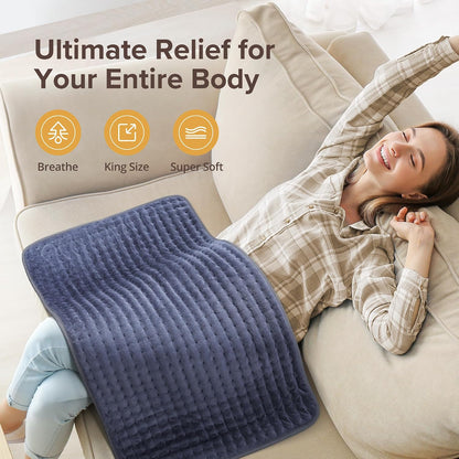 Heating Pad for Back Pain Relief, FSA Eligible HSA,17" x 33" Extra Large Heating Pads for Cramps, Electric Heating Pad with 6 Temperature Controller, Moist & Dry Heat, Auto Shut-Off, Machine Washable