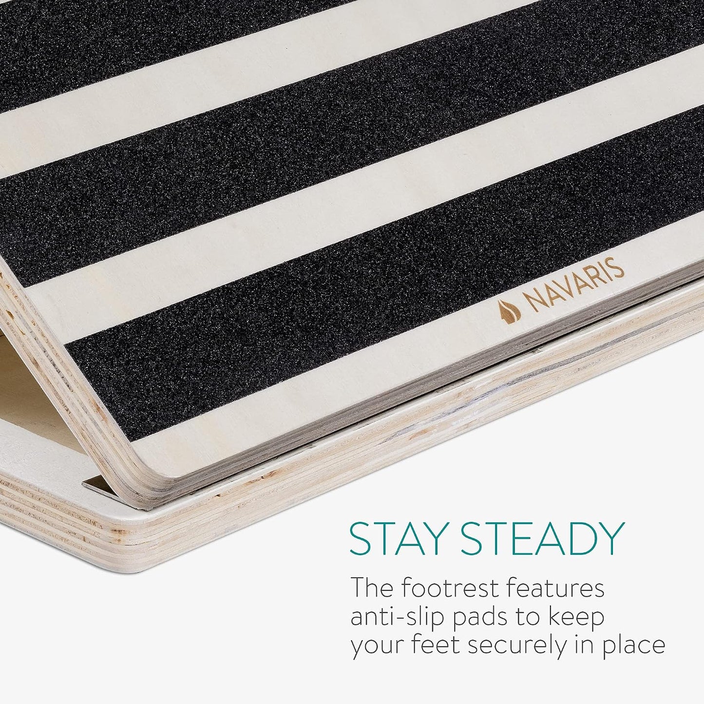 Navaris Slant Board Calf Stretcher - Adjustable Wood Incline Board for Stretching Calves - Wooden Exercise Wedge Tilt Ramp with Surface Grip