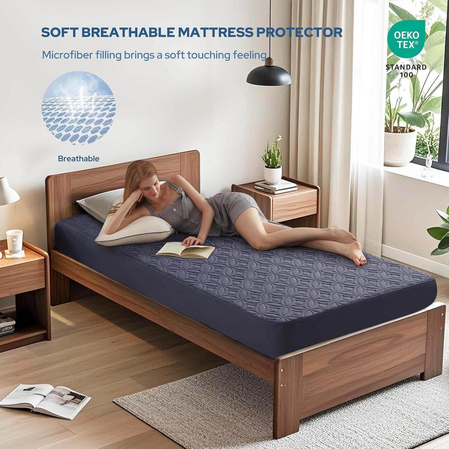 BEDLORE Waterproof Mattress Protector, King Size Mattress Pad with Deep Pocket 6"-18" Depth, Soft Noiseless Dirt-Proof Bed Mattress Cover Washable for Home, Bedroom, Hotel (Gray)