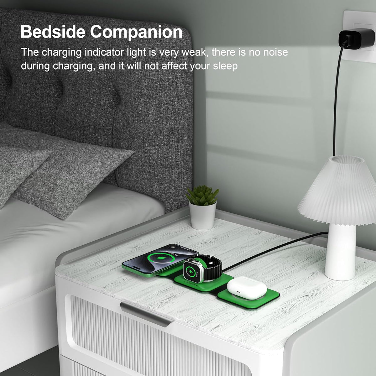 3 in 1 Charging Station for Multple Devices,Foldable 3 in 1 Wireless Charger for Travel,NANO Wireless Charging Station for iPhone17 16 15 14 13 12 Pro Max/Watch 10 9 8 7 6 5 4 3 Ultra/AirPod Pro