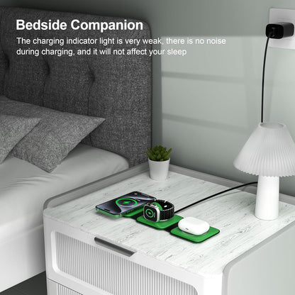 3 in 1 Charging Station for Multple Devices,Foldable 3 in 1 Wireless Charger for Travel,NANO Wireless Charging Station for iPhone17 16 15 14 13 12 Pro Max/Watch 10 9 8 7 6 5 4 3 Ultra/AirPod Pro