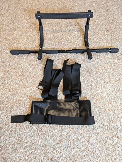 Sit and Decompress Back Stretcher with Pull Up Bar 3 Minutes A Day Lumbar Traction Spinal Decompression - (Large Harness)