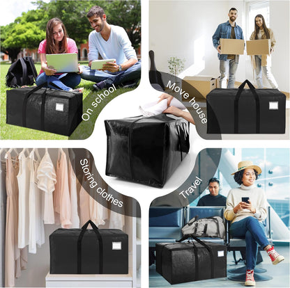VELVETSURE Heavy Duty Extra Large Moving Bags W/Backpack Straps - Strong Handles & Zippers, Storage Totes For Space Saving, Fold Flat, Alternative to Box and Bin (Set of 6, Multicolor)