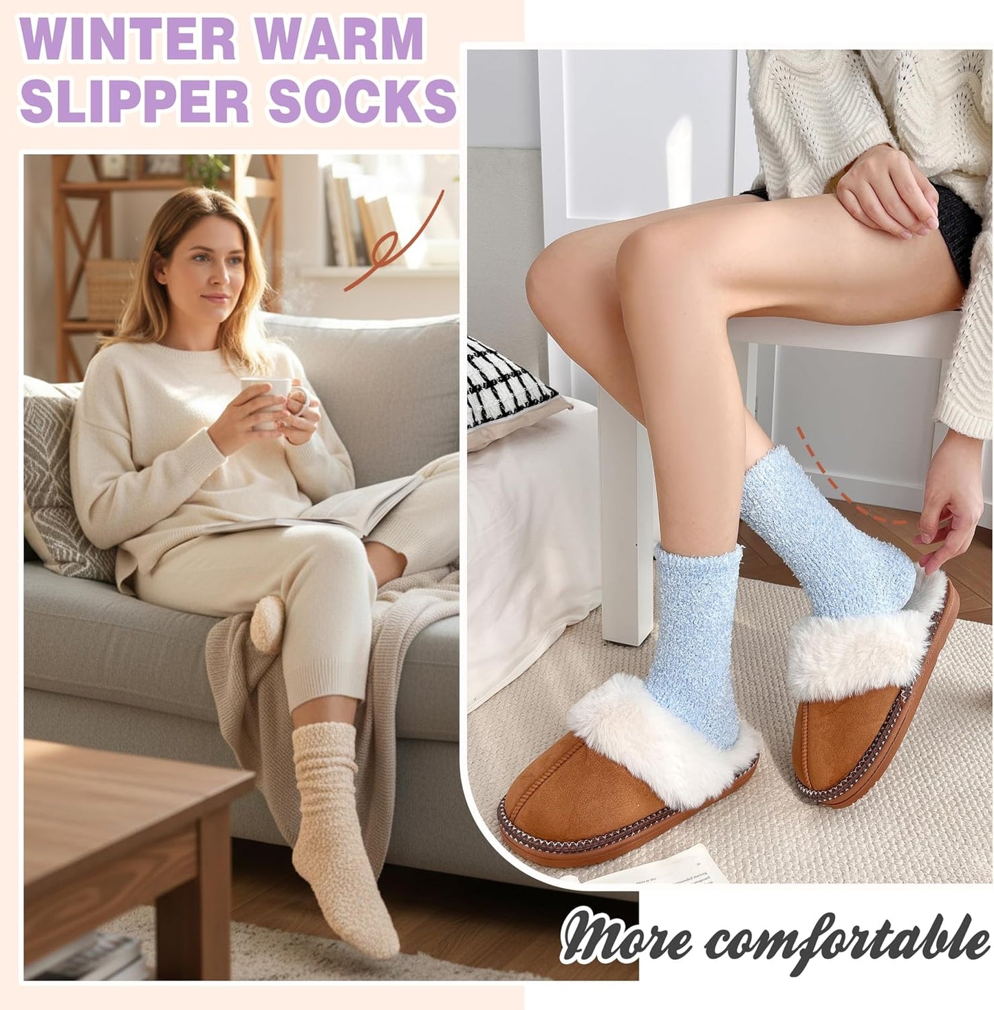 EBMORE Womens Fuzzy Socks Slipper Fluffy Cozy Comfy Cabin Plush Warm Winter Sleep Home Soft Socks