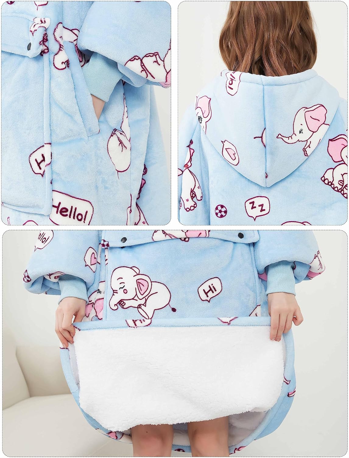 KFUBUO Wearable Blanket Hoodie for Adults Sherpa All Patterns Cat Oversized Sweatshirt Blanket with Pockets for Women