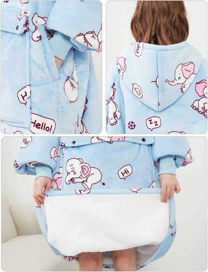 KFUBUO Wearable Blanket Hoodie for Adults Sherpa All Patterns Cat Oversized Sweatshirt Blanket with Pockets for Women