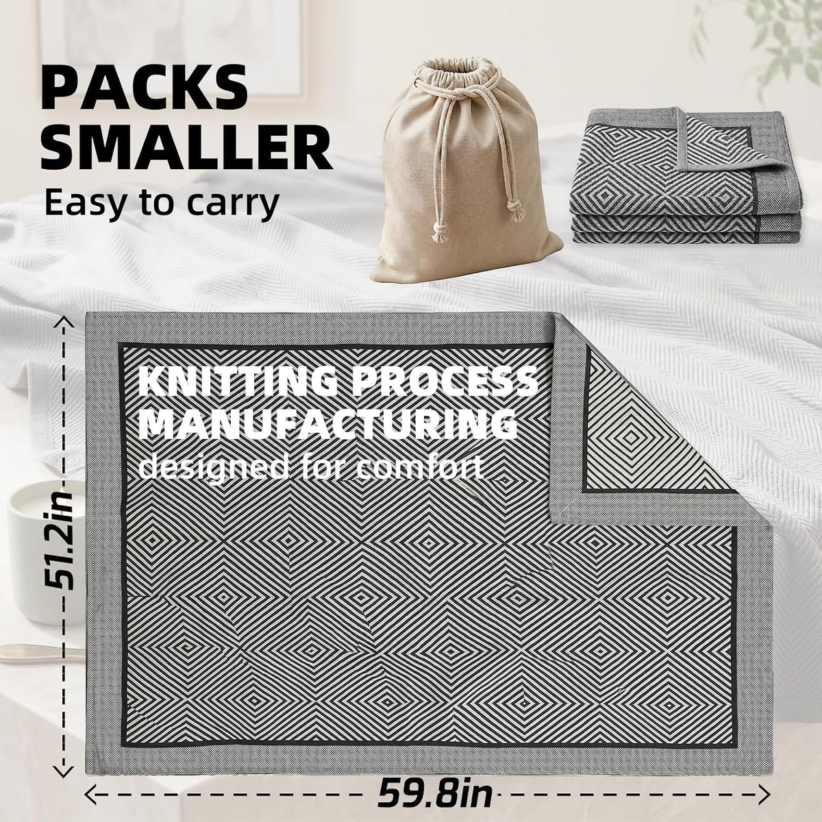 Travel Blanket Airplane - Ultra Soft & Lightweight Knit Design
