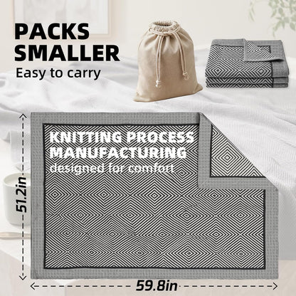 Travel Blanket Airplane - Ultra Soft & Lightweight Knit Design