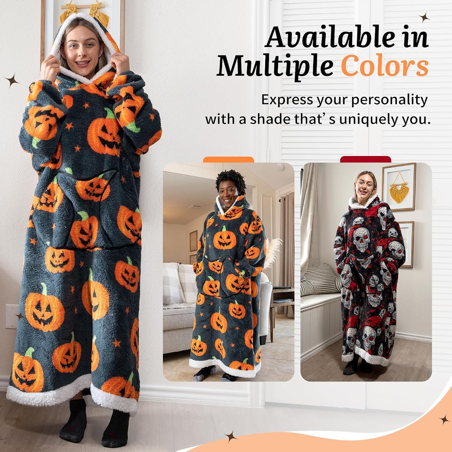 Capecage Blanket Hoodie, Long Hooded Blanket Sweatshirt as Birthday Gifts for Women Men, Long Wearable Blanket for Women Men.
