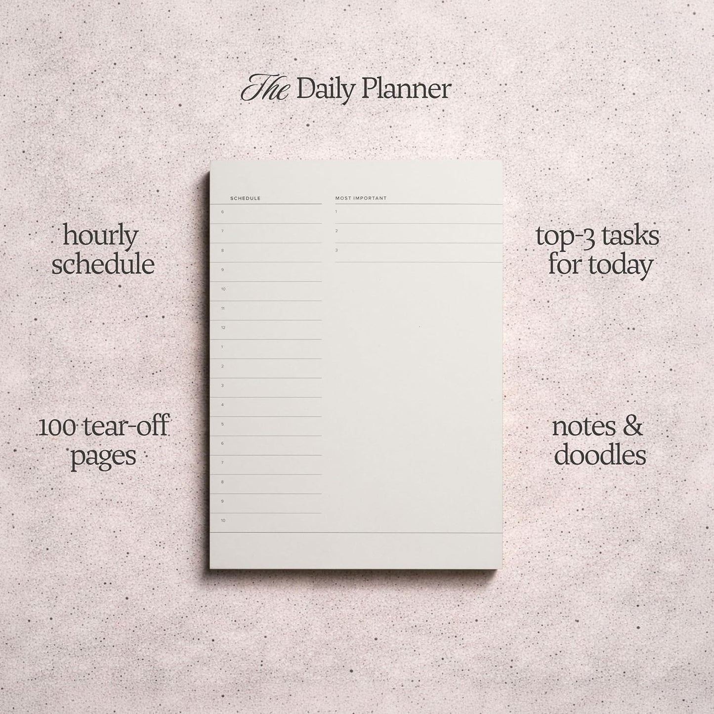 Daily To-Do List Notepad – Desk Pad for Work and Study, Minimal, 8.25x5.85 Inches